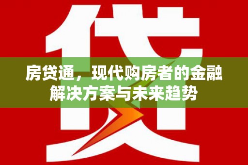连平房贷通，现代购房者的金融解决方案与未来趋势