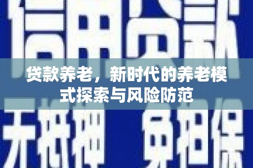 连平贷款养老，新时代的养老模式探索与风险防范